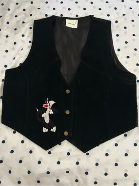 Vintage 1995 Looney Tunes Sylvester the cat genuine leather vest